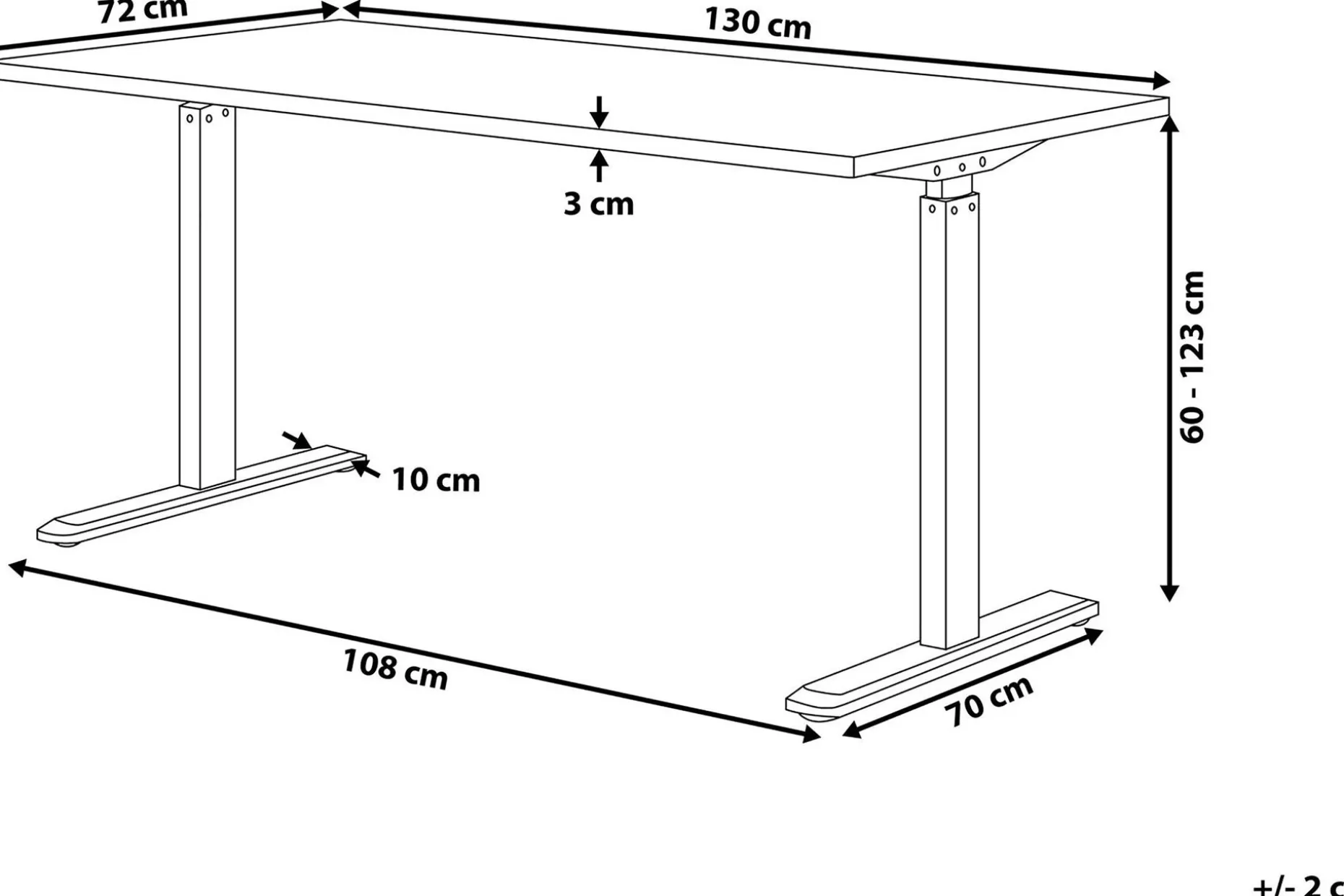 Belluton Skrivbord 130 cm Elektriskt Justerbart