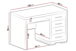 Benavila Skrivbord 120 cm med Förvaring 4 Lådor