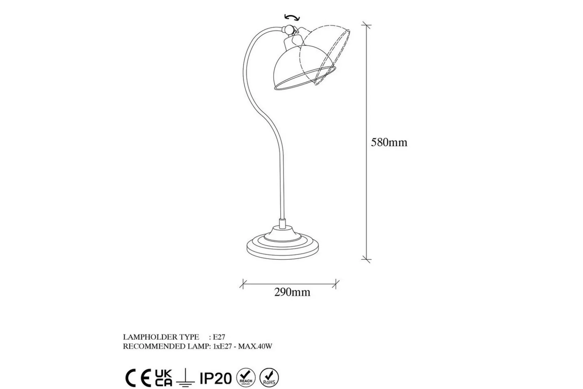 Bordslampa Moonridge Rany