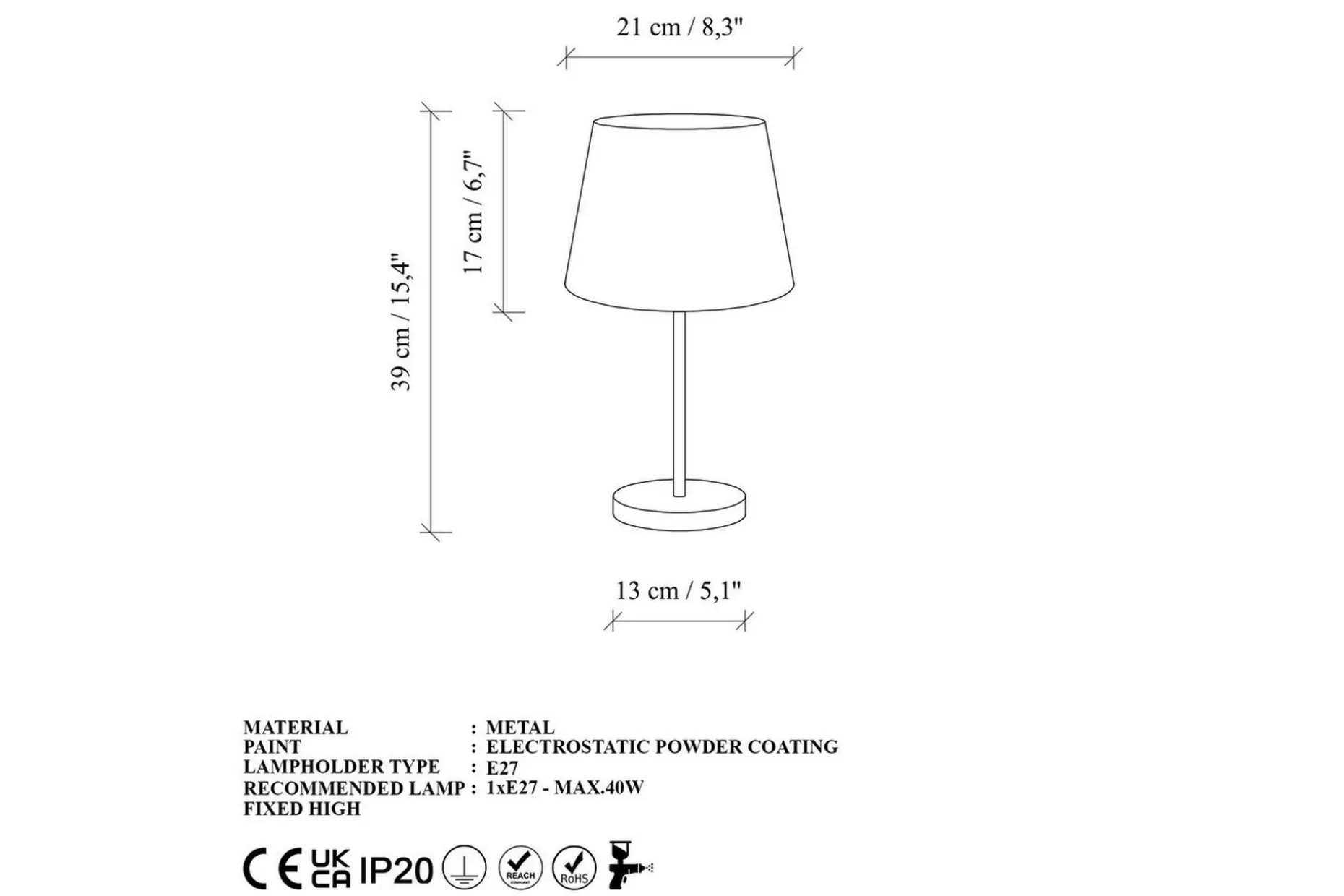 Bordslampset (2 stycken) Jaspal Mörk Antik