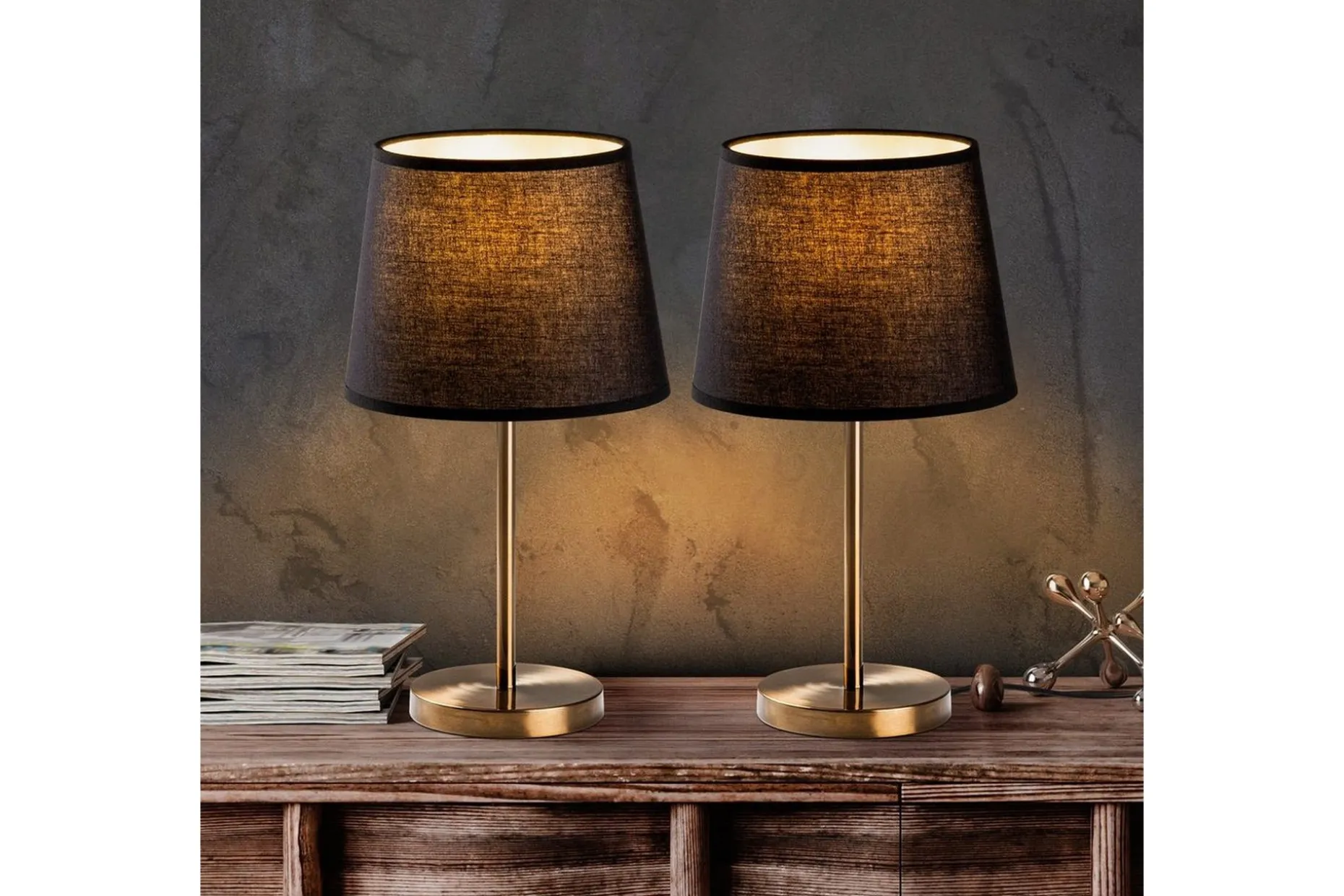 Bordslampset (2 stycken) Jaspal Mörk Antik