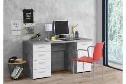 Bowlee Skrivbord 145 cm med Förvaring Skåp + 4 Lådor + Hylla