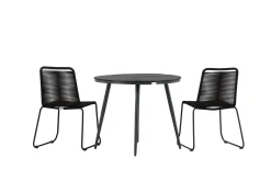 Break Cafégrupp Rund 90 cm + 2 Lindos Stapelbar Stol