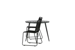 Break Cafégrupp Rund 90 cm + 2 Lindos Stapelbar Stol