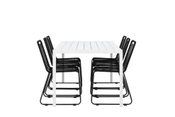 Break Matgrupp Utomhus 205 cm + 6 st Linero Matstolar Svart/Vit