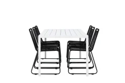 Break Matgrupp Utomhus 205 cm + 6 st Linero Matstolar Svart/Vit