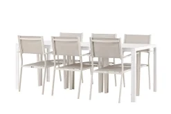 Break Matgrupp Utomhus 205 cm + 6 st Copacabana Matstolar Beige/Vit