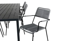 Break Matgrupp Utomhus 205cm + 6 Lindos Karmstolar Utomhus Svart/Grå
