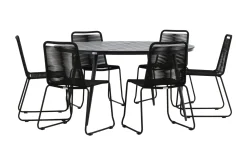 Break Matgrupp Utomhus Rund Ø150cm + 6 Lindos Stapelbara Matstolar