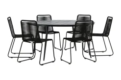 Break Matgrupp Utomhus Rund Ø150cm + 6 Lindos Stapelbara Matstolar