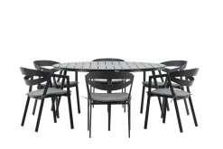 Break Matgrupp Utomhus Rund 150 cm + 6 Slit Matstol