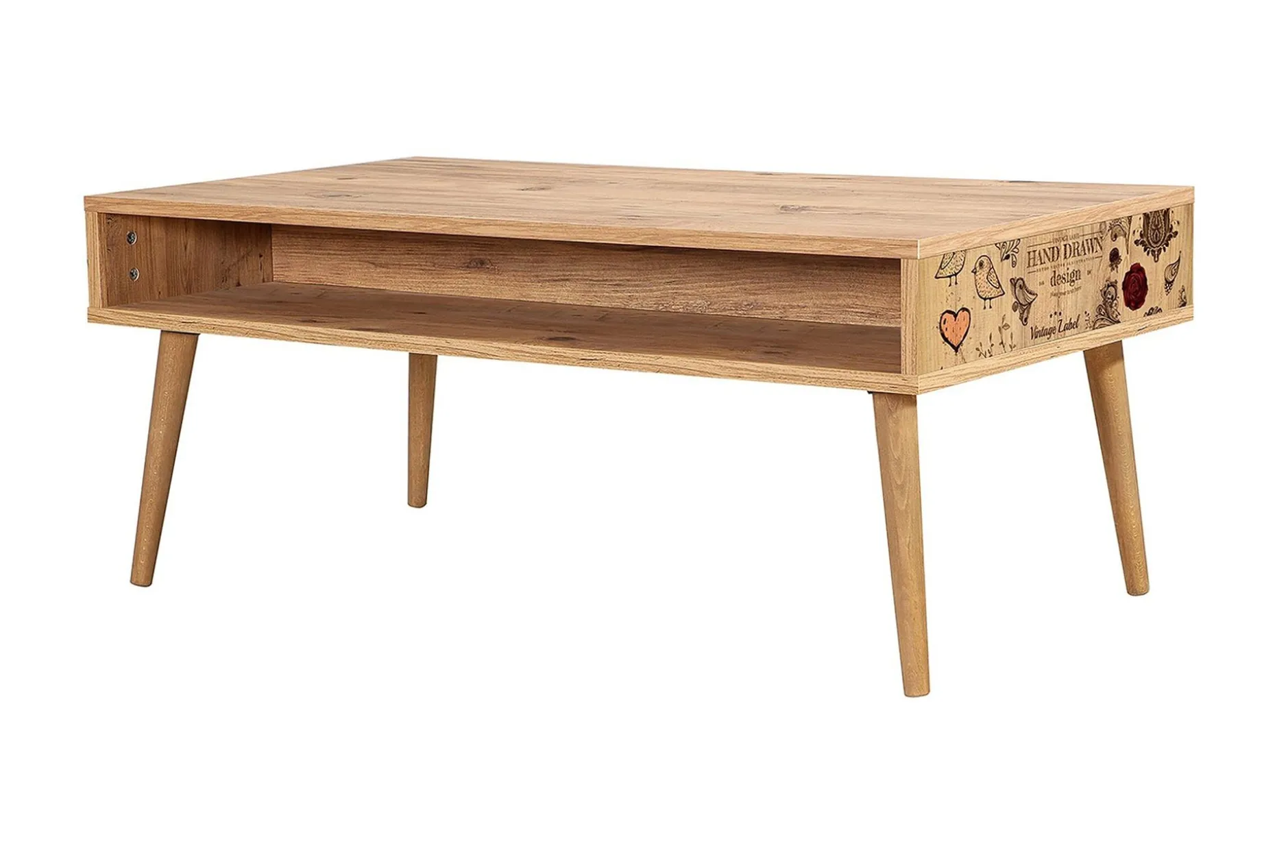 Brokind Soffbord 110 cm med Förvaring Hylla Fåglar