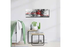 Canvastavla - Abstrakt komposition med svarta och röda linjer