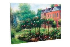 Canvastavla - Blomstrande trädgård med rosor och gröna buskar