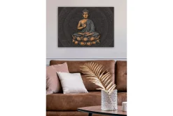 Canvastavla - Buddha i meditationsställning på en lotusblomma