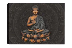 Canvastavla - Buddha i meditationsställning på en lotusblomma