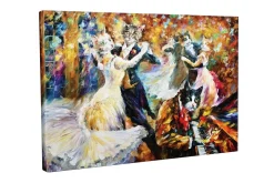 Canvastavla - Dansande katter i eleganta kläder på en festlig bal