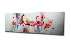 Canvastavla - Flamingor i livfulla färger