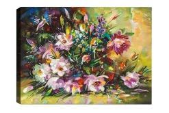 Canvastavla - Färgrik bukett av blommor i livfulla nyanser