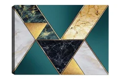 Canvastavla - Geometrisk komposition med trianglar i olika material och färger