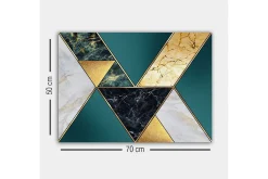 Canvastavla - Geometrisk komposition med trianglar i olika material och färger