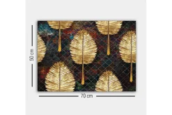 Canvastavla - Gyllene blad i ett mönstrat arrangemang