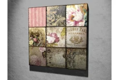 Canvastavla - Mosaik av vintage-inspirerade mönster och blommor