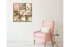 Canvastavla - Mosaik av vintage-inspirerade mönster och blommor