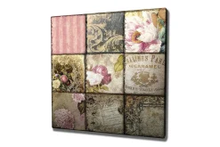 Canvastavla - Mosaik av vintage-inspirerade mönster och blommor