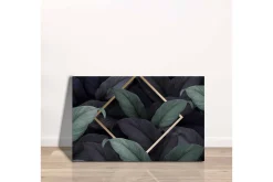 Canvastavla - Mörkgrön och svarta blad i en elegant komposition