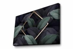 Canvastavla - Mörkgrön och svarta blad i en elegant komposition