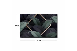 Canvastavla - Mörkgrön och svarta blad i en elegant komposition