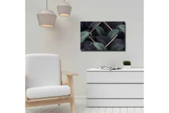 Canvastavla - Mörkgrön och svarta blad i en elegant komposition
