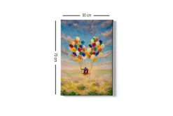 Canvastavla - Par med ballonger som svävar över en blomstrande äng