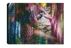 Canvastavla - Porträtt av en kvinna omgiven av färgglada växter
