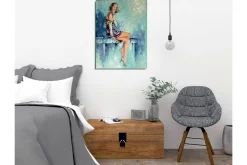 Canvastavla - Sittande kvinna i elegant klänning med en förförisk pose
