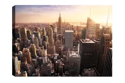 Canvastavla - Stadssilhuett av New York vid solnedgången