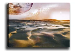 Canvastavla - Storslagen ökenlandskap med en planet i bakgrunden