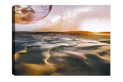 Canvastavla - Storslagen ökenlandskap med en planet i bakgrunden