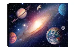 Canvastavla - Storslagen rymdscen med planeter och galaxer