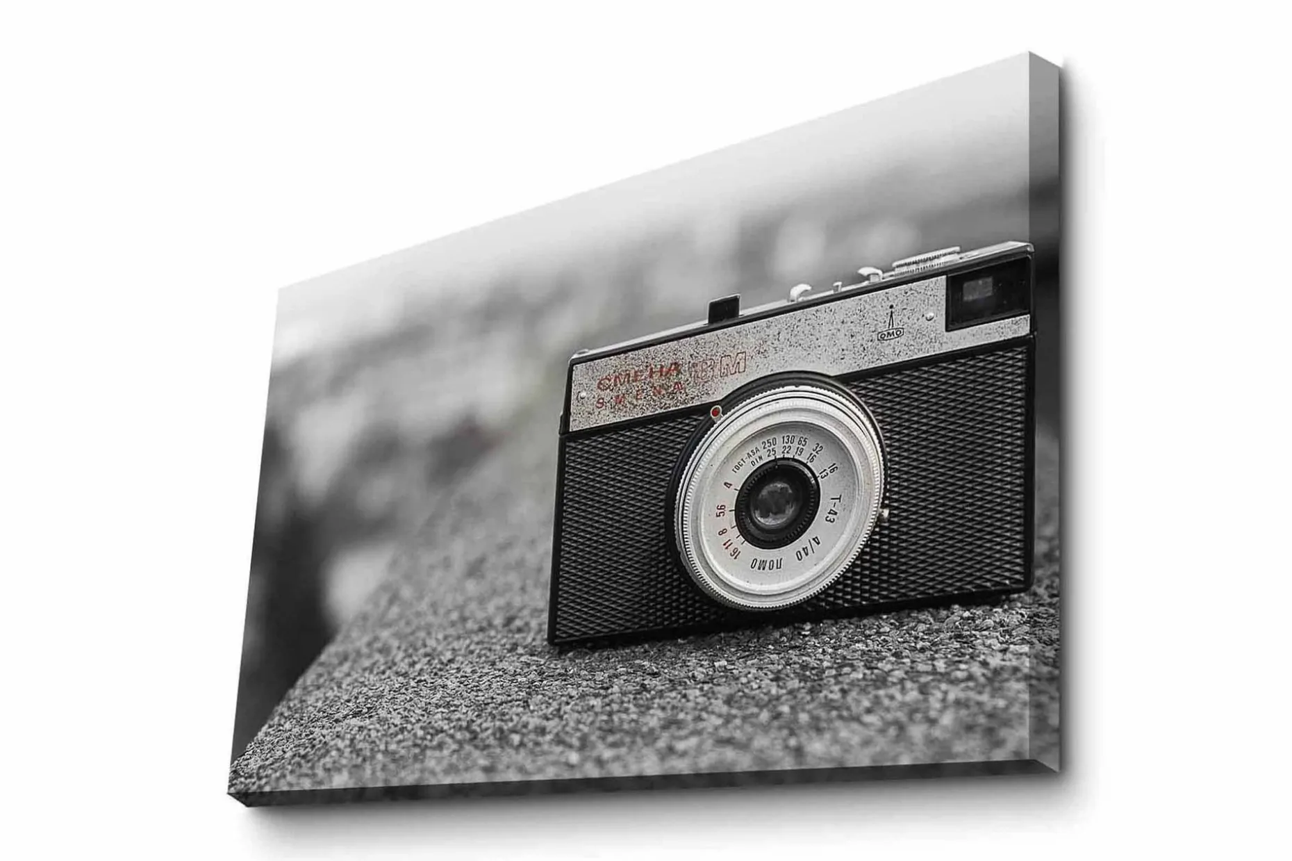 Canvastavla - Vintage kamera på en grå yta