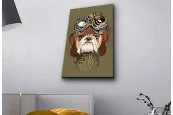 Canvastavla med LED-belysning - Bulldog i pilotutrustning med goggles