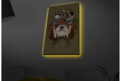 Canvastavla med LED-belysning - Bulldog i pilotutrustning med goggles