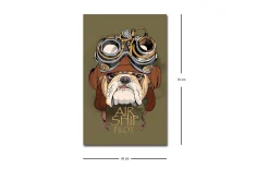Canvastavla med LED-belysning - Bulldog i pilotutrustning med goggles