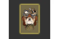 Canvastavla med LED-belysning - Bulldog i pilotutrustning med goggles