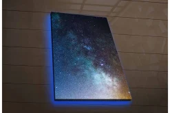 Canvastavla med LED-belysning - Stjärnfull natthimmel med galaxer och stjärnor