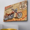 Canvastavla med LED-belysning - Motorcykel på en karta över Route 66