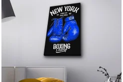 Canvastavla med LED-belysning - Boxhandskar med text och grafiska detaljer