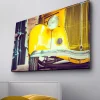 Canvastavla med LED-belysning - Klassisk gul bil med retrodesign