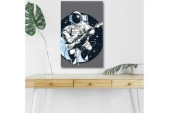Canvastavla med LED-belysning - Astronaut som spelar gitarr i rymden
